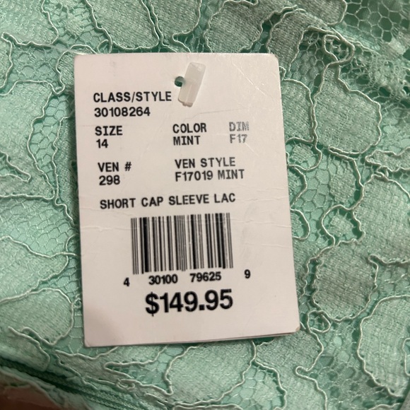 Dave’s Bridal Mint Green Lace Dress Size 14 - Picture 7 of 7